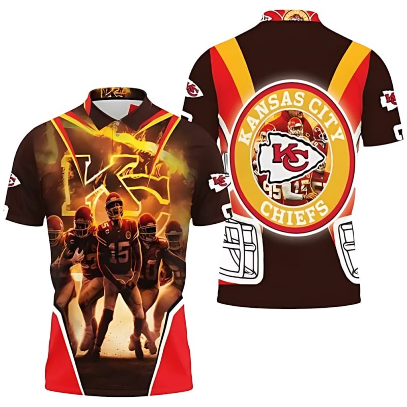 Kansas City Chiefs Firestorm Dominance 3D Polo Shirt - ChiefsFam