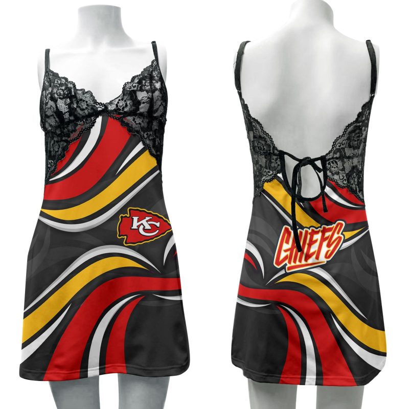 Kansas City Chiefs Lace Back Strap Slip Dress 272