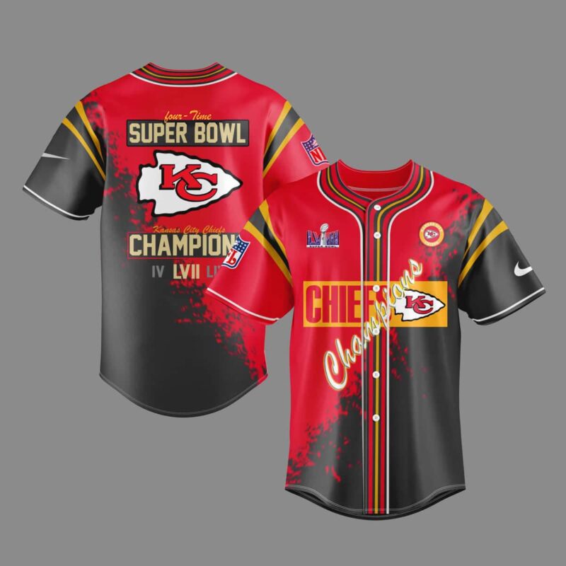 Four-Time NFL Kansas City Chiefs Super Bowl Champions Baseball Jersey - ChiefsFam