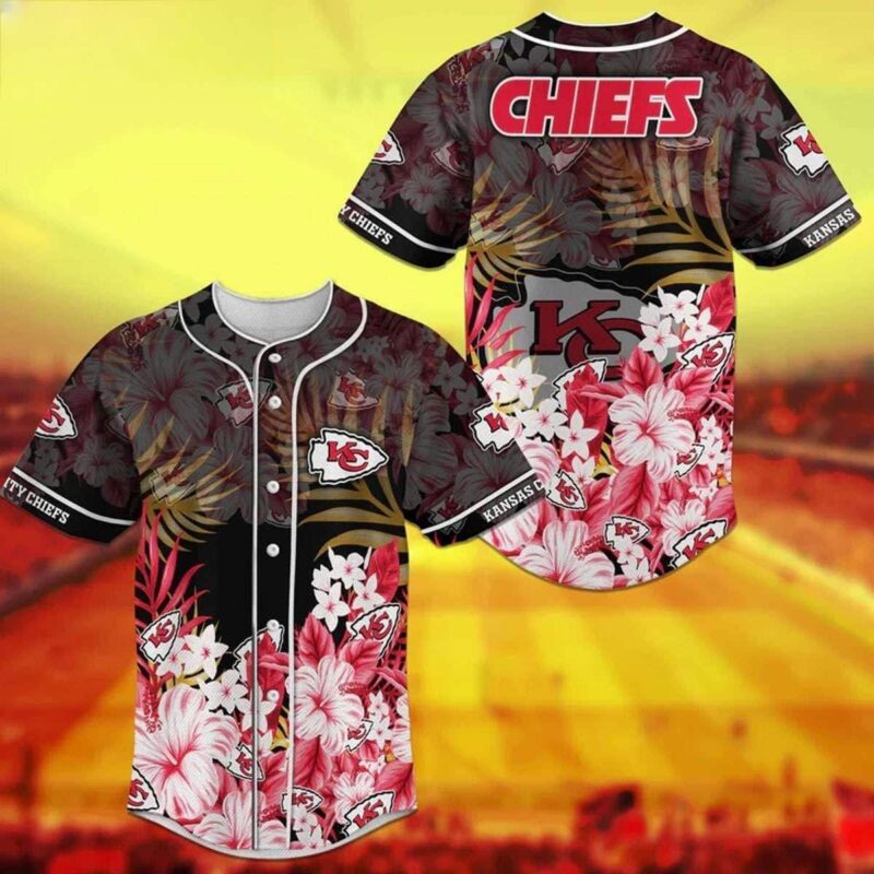Hibiscus Flower Kansas City Chiefs Baseball Jersey - ChiefsFam