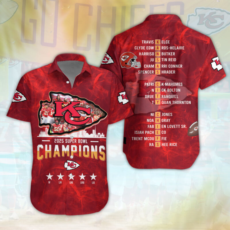 Kansas City Chiefs 2025 Super Bowl LIX Champions Hawaiian Shirt - ChiefsFam