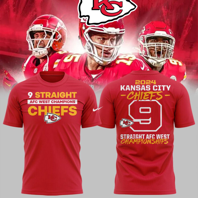 Kansas City Chiefs AFC West Champions 9 Straight 2024 Shirt - ChiefsFam