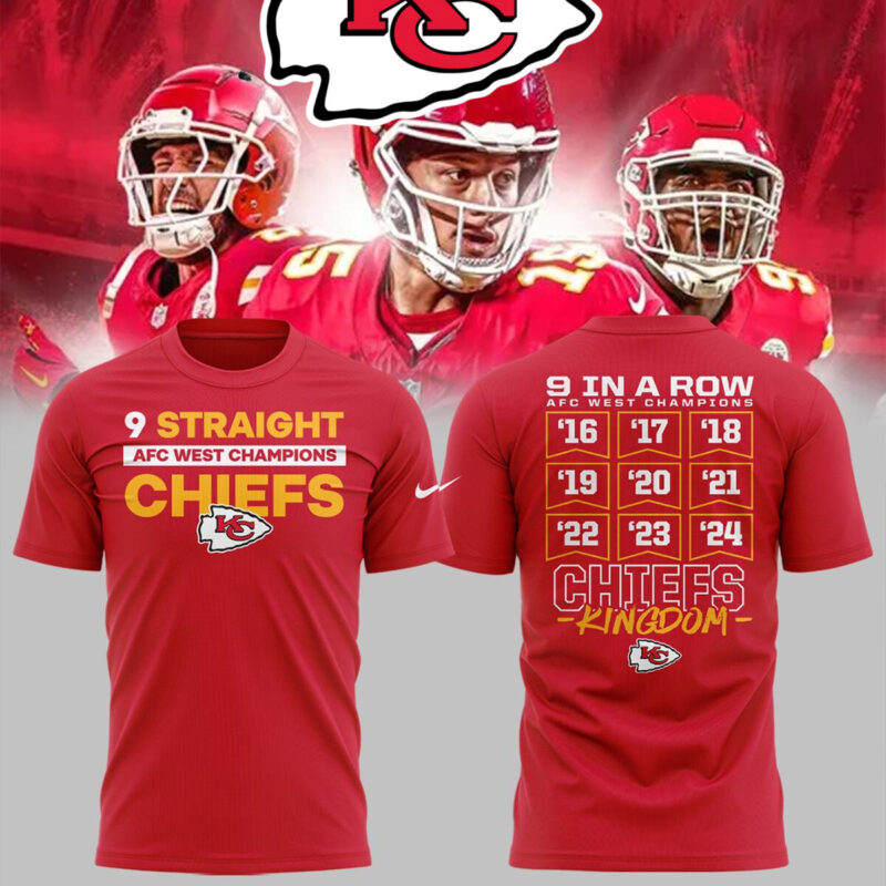 Kansas City Chiefs AFC West Champs Celebrate 9th Time Shirt - ChiefsFam