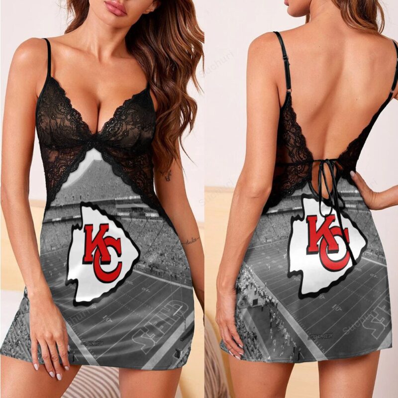 Kansas City Chiefs Arrowhead Stadium 3d Back Straps Cami Dress With La
