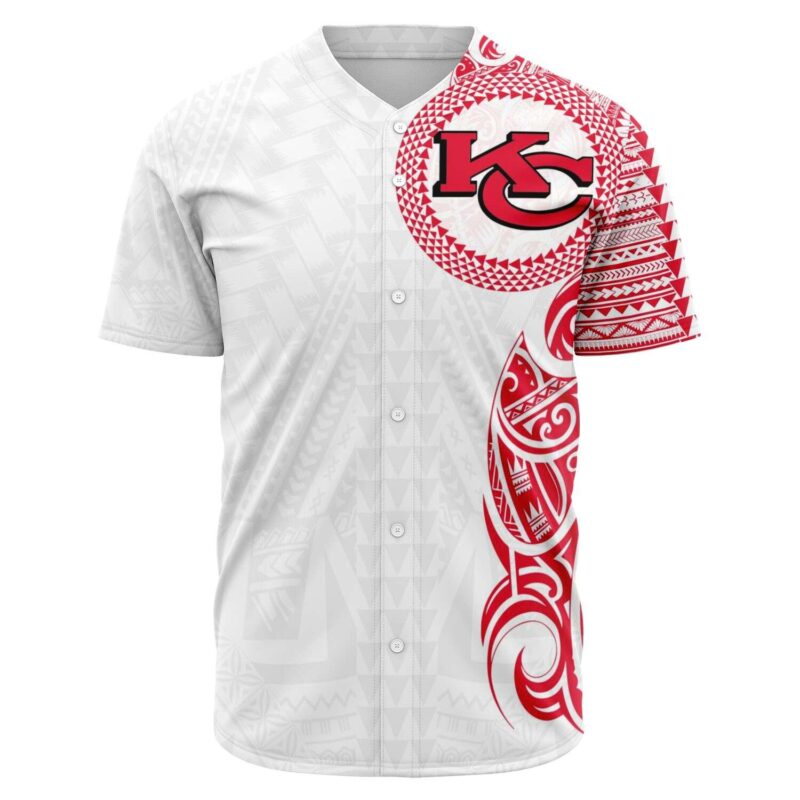 Kansas City Chiefs Baseball Jersey - Polynesian Design Chiefs Shirt White GTS004920 - ChiefsFam