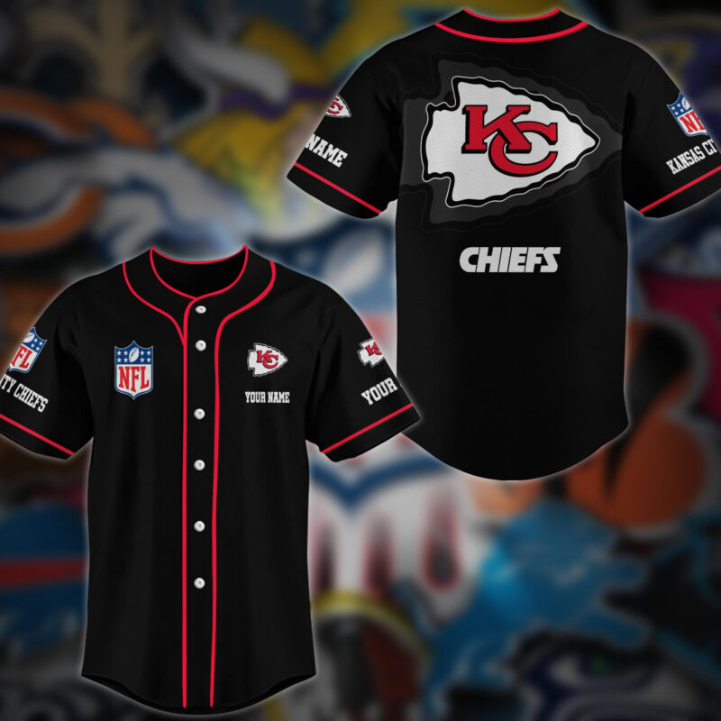 Kansas City Chiefs Blackout Custom Baseball Jersey - ChiefsFam