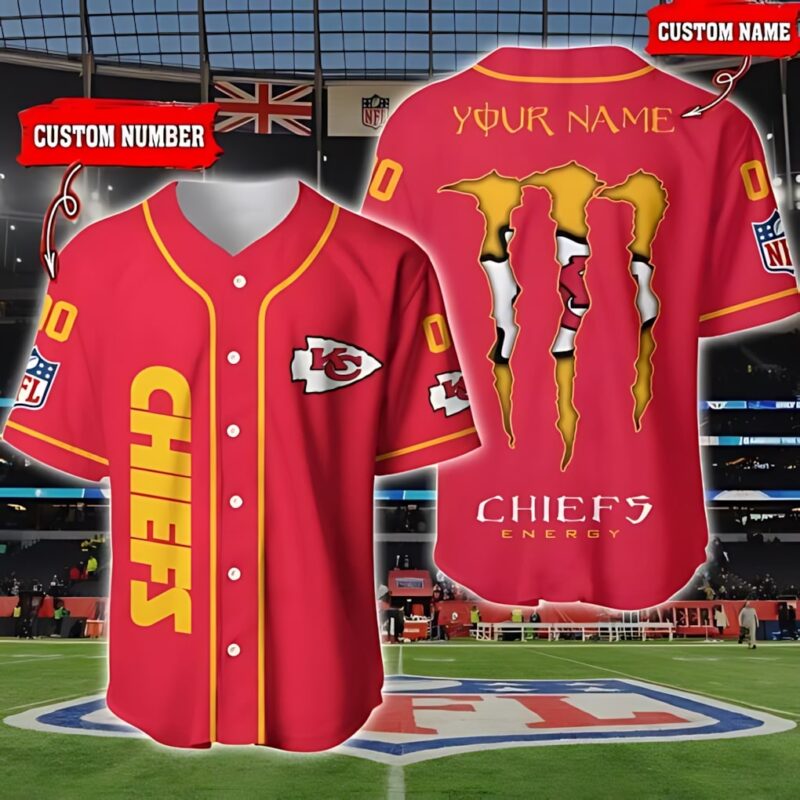Kansas City Chiefs Bold Red Personalized Baseball Jersey - ChiefsFam