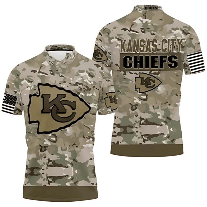 Kansas City Chiefs Camouflage Honor 3D Polo Shirt - ChiefsFam