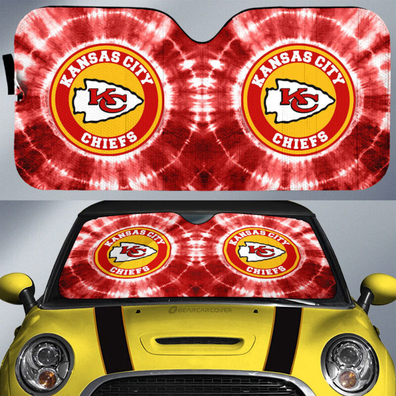 Kansas City Chiefs Car Sunshade Custom Tie Dye Car Accessories