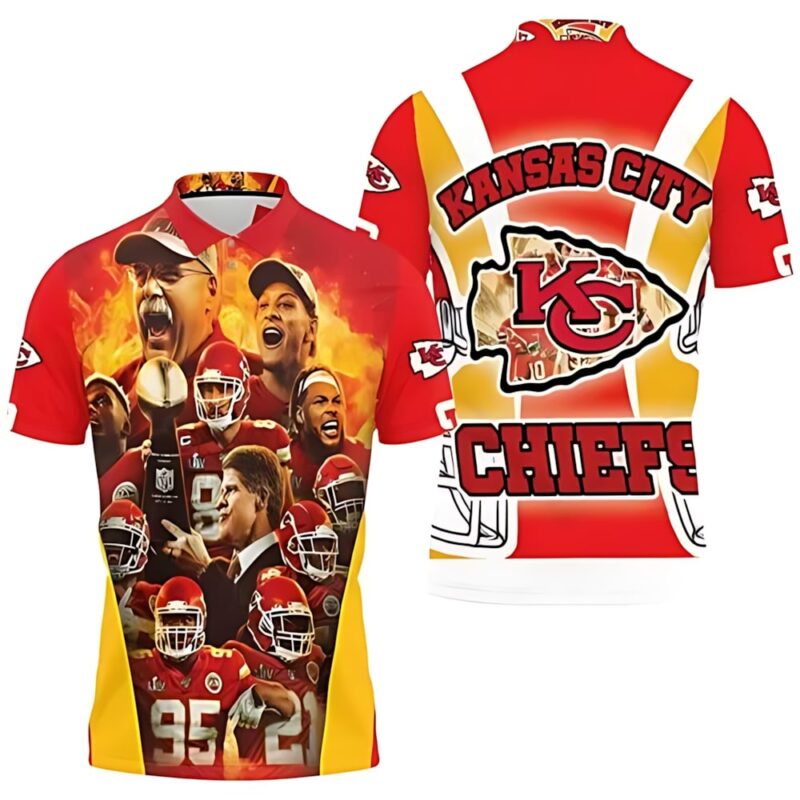 Kansas City Chiefs Champion Firestorm 3D Polo Shirt - ChiefsFam