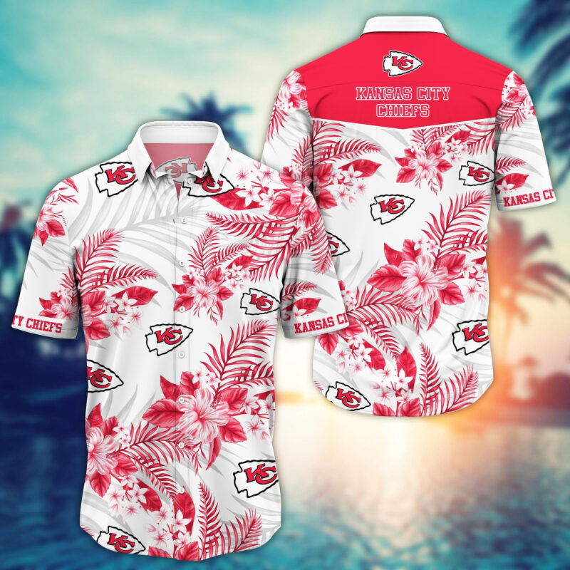 Kansas City Chiefs Crimson Blossom Hawaiian Shirt - ChiefsFam