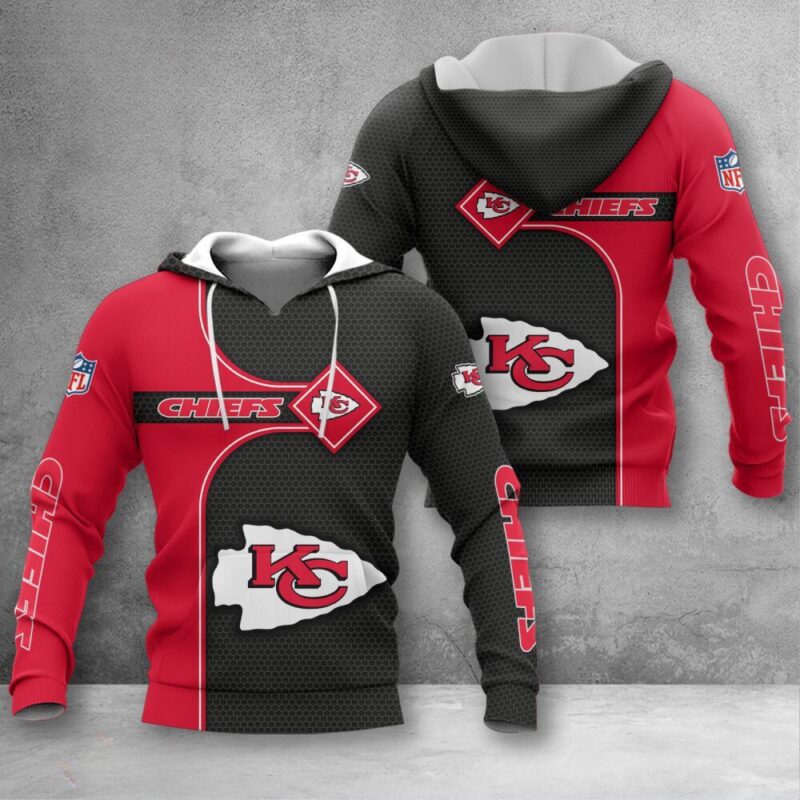 Kansas City Chiefs Diamond Grid 3D Hoodie - ChiefsFam