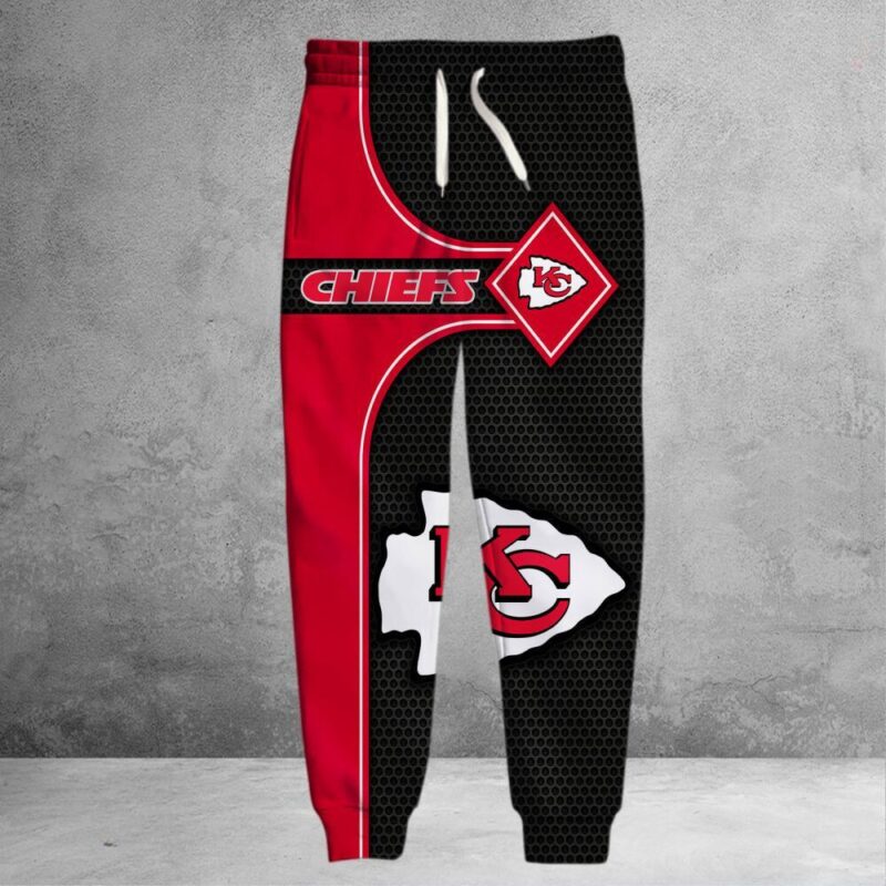 Kansas City Chiefs Diamond Grid 3D Sweatpants - ChiefsFam