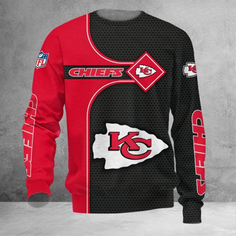 Kansas City Chiefs Diamond Grid 3D Sweatshirt - ChiefsFam