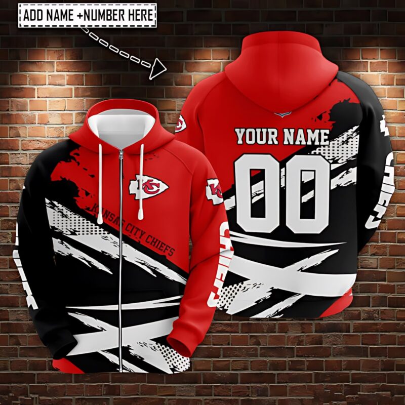 Kansas City Chiefs Dynamic Brushstroke Custom Hoodie - ChiefsFam