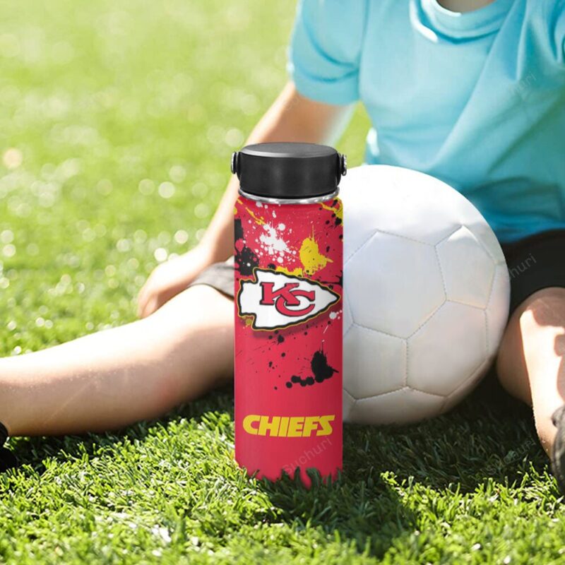 Kansas City Chiefs Emblem Brush Thermos Stainless Steel Bottle