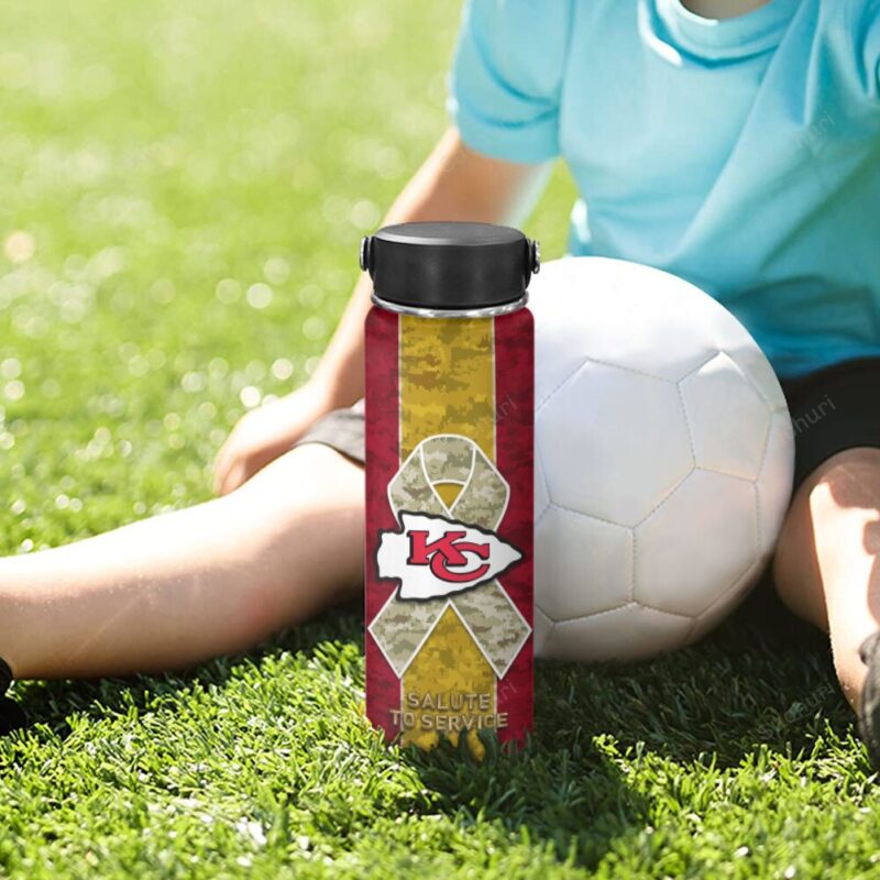 Kansas City Chiefs Emblem Camo Thermos Stainless Steel Bottle