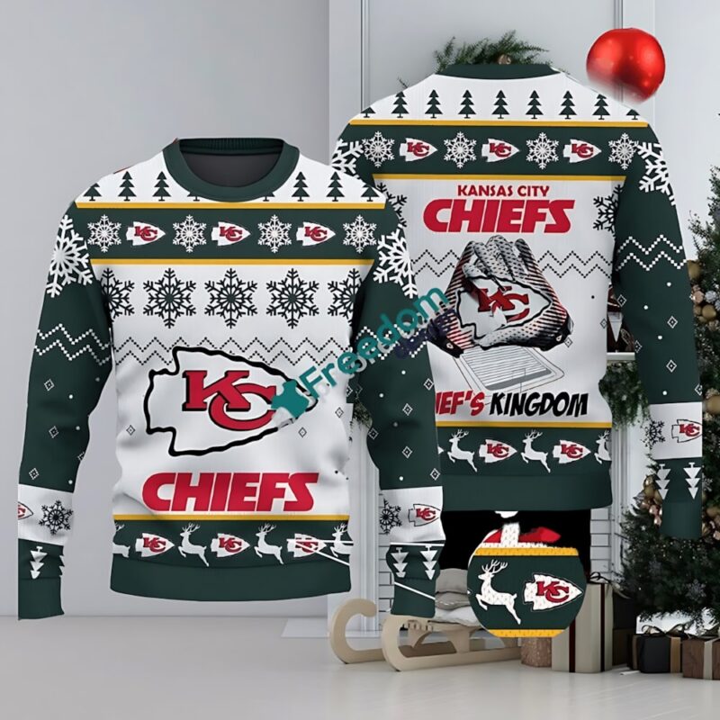 Kansas City Chiefs Fans Logo Snowflake Pattern Green Ugly Christmas Sweater - ChiefsFam