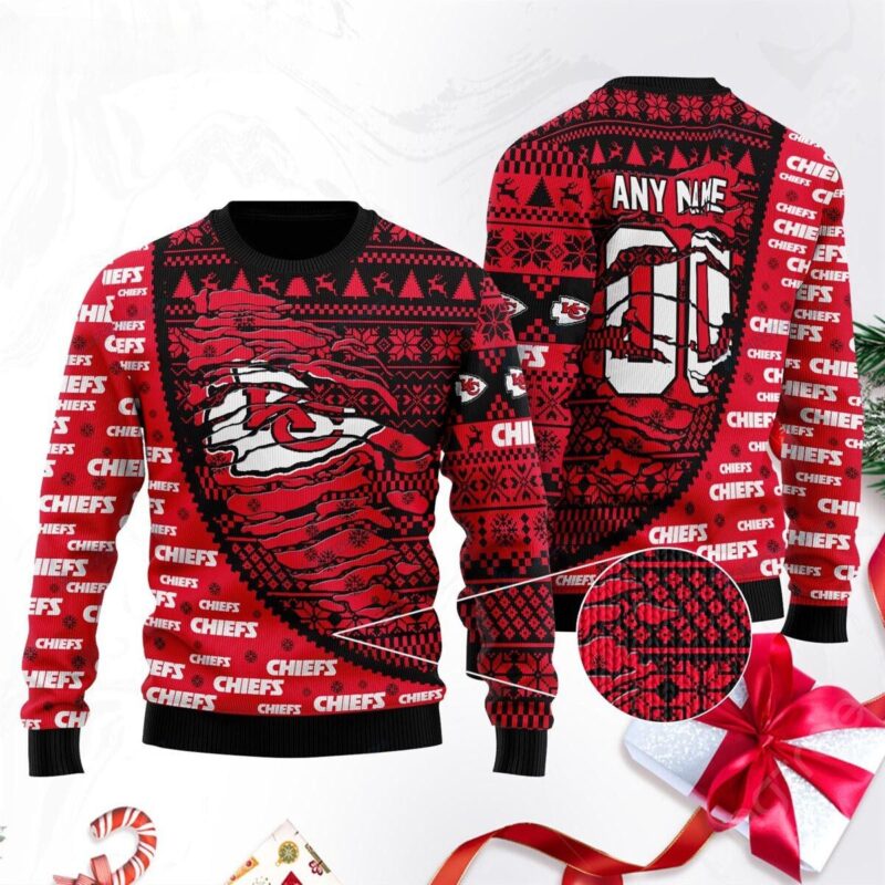 Kansas City Chiefs Fierce Fan Spirit Ugly Christmas Sweater - ChiefsFam