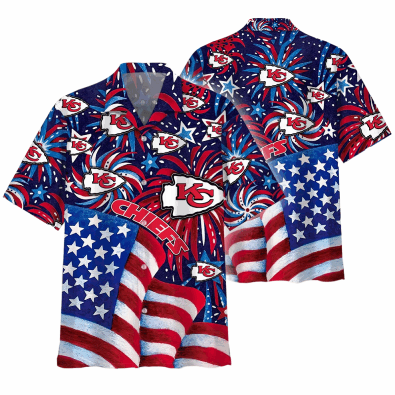 Kansas City Chiefs Fireworks Celebration Hawaiian Shirt - ChiefsFam