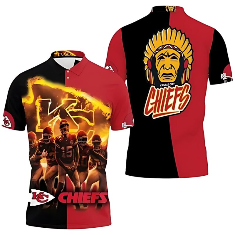 Kansas City Chiefs Flame of Glory 3D Polo Shirt - ChiefsFam