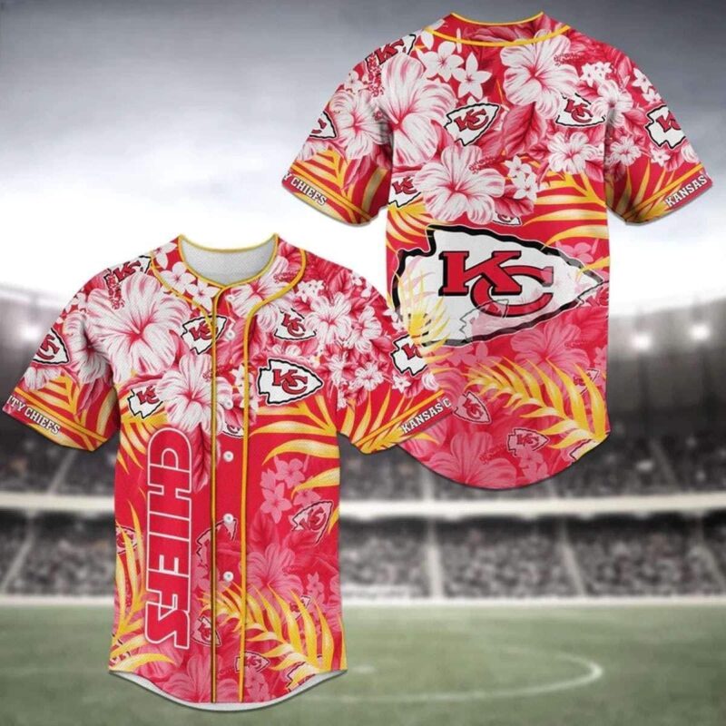 Kansas City Chiefs Floral Baseball Jersey - ChiefsFam