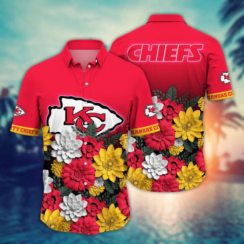 Kansas City Chiefs Floral Burst Hawaiian Shirt - ChiefsFam