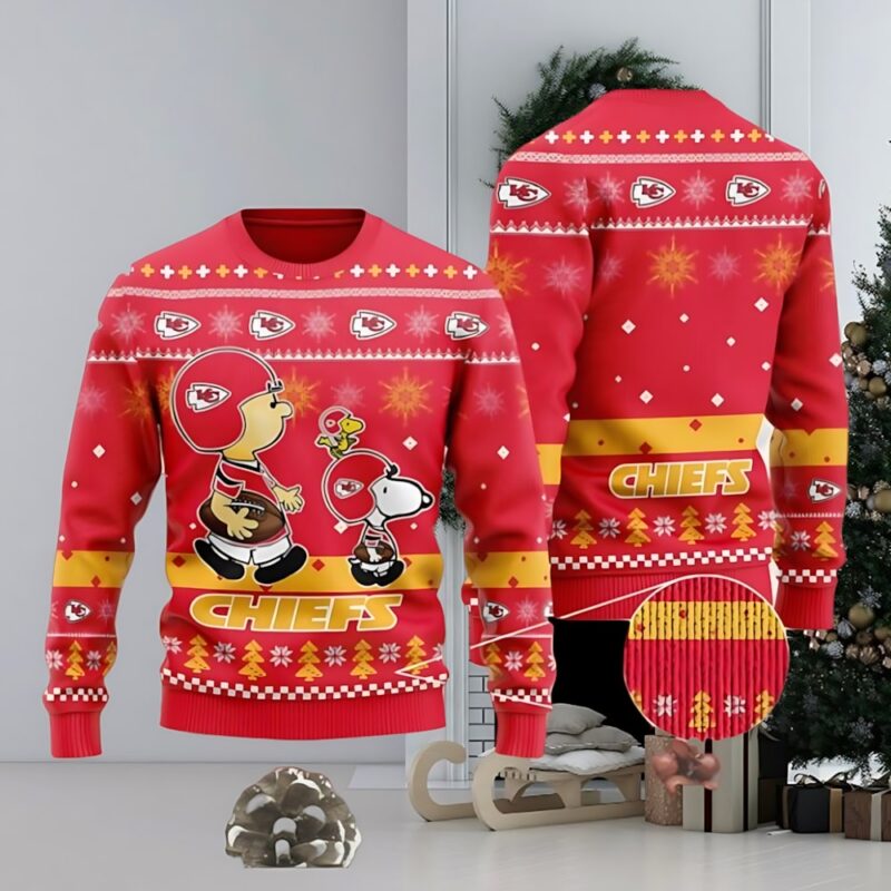 Kansas City Chiefs Funny Charlie Brown Peanuts Snoopy Ugly Christmas Sweater - ChiefsFam