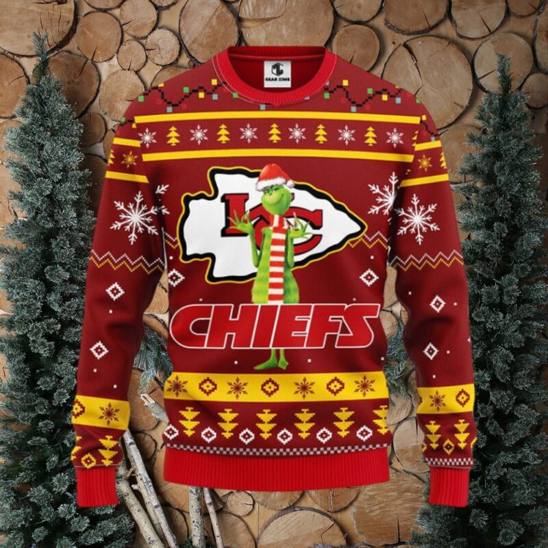 Kansas City Chiefs Funny Grinch Ugly Christmas Sweater - ChiefsFam