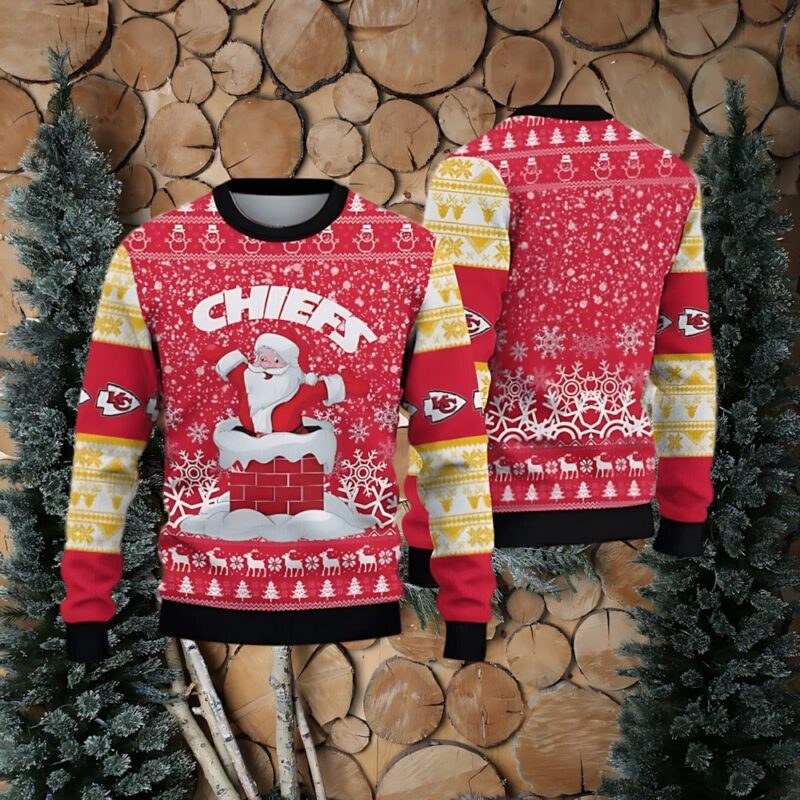 Kansas City Chiefs Funny Santa Claus Ugly Christmas Sweater - ChiefsFam