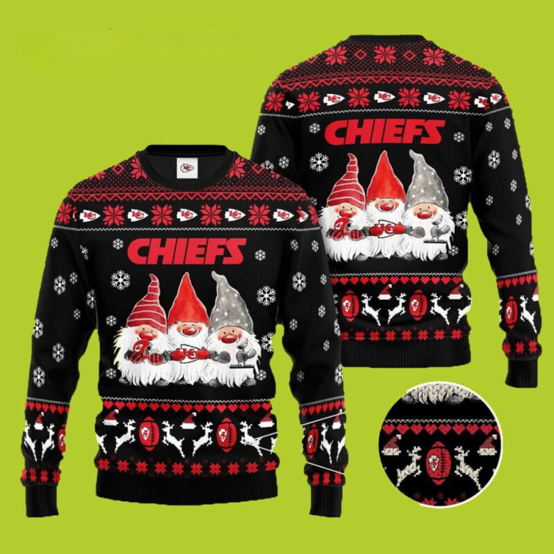 Kansas City Chiefs Gnome Cheer Ugly Christmas Sweater - ChiefsFam