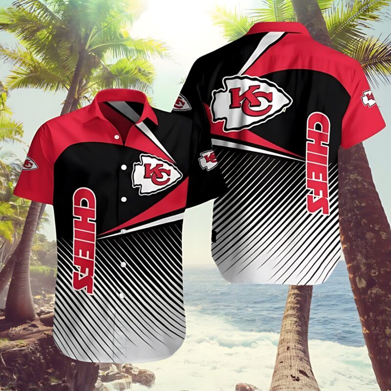 Kansas City Chiefs Gradient Stripes Hawaiian Shirt - ChiefsFam