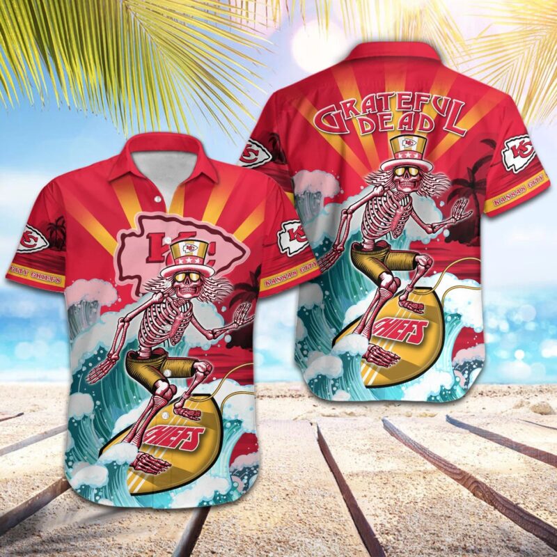 Kansas City Chiefs Grateful Dead Surf Hawaiian Shirt - ChiefsFam