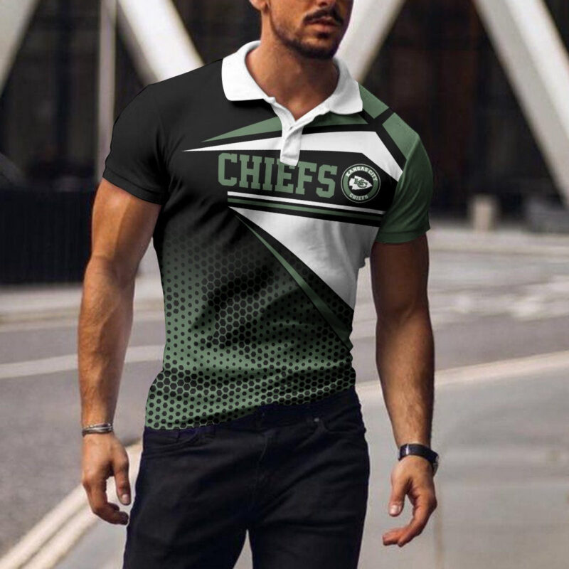 Kansas City Chiefs Green Gradient Polo Shirt - ChiefsFam