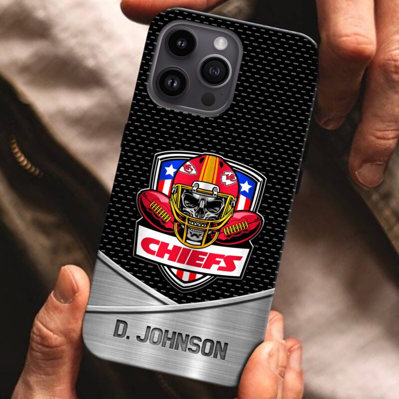 Kansas City Chiefs Gridiron Skull Armor Phone Case Glass - ChiefsFam