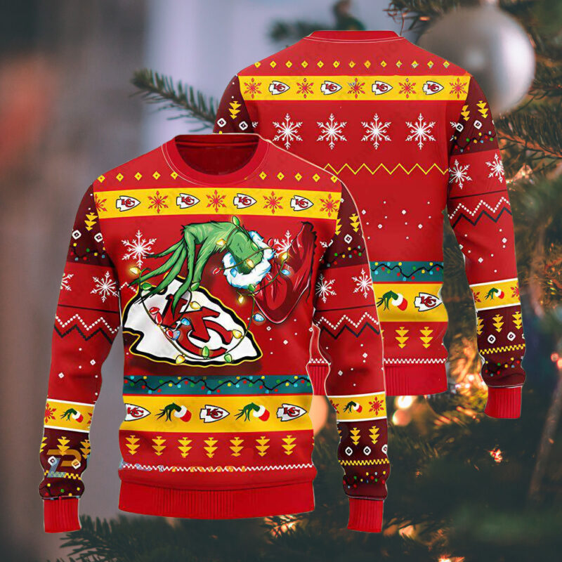 Kansas City Chiefs Grinch Christmas Ugly Sweater - ChiefsFam