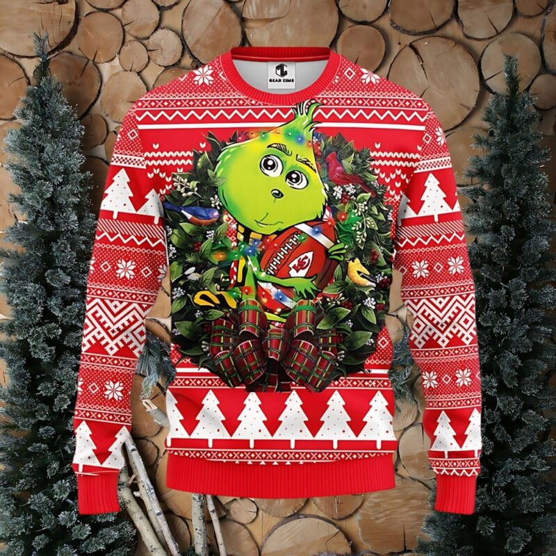Kansas City Chiefs Grinch Hug Ugly Christmas Sweater - ChiefsFam