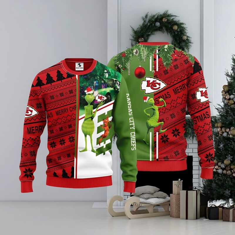 Kansas City Chiefs Grinch & Scooby Doo Ugly Christmas Sweater - ChiefsFam