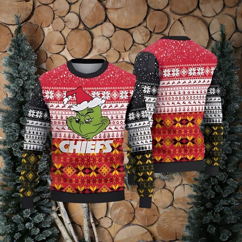 Kansas City Chiefs Grinchmas Ugly Christmas Sweater - ChiefsFam