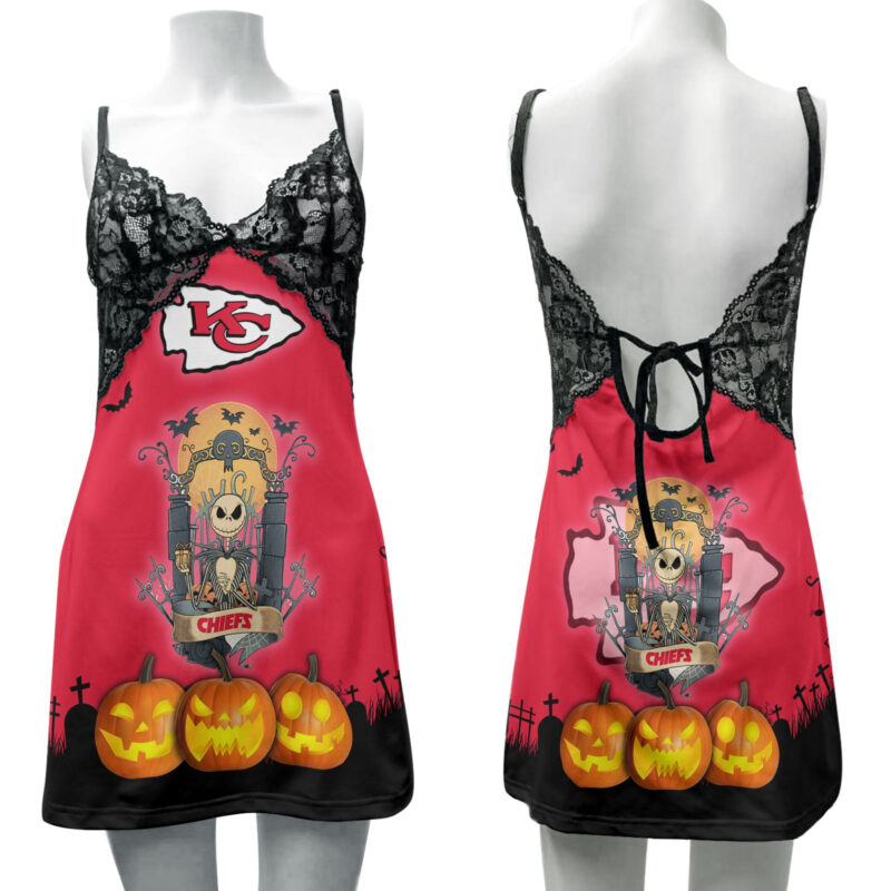 Kansas City Chiefs Halloween Lace Back Strap Slip Dress 348