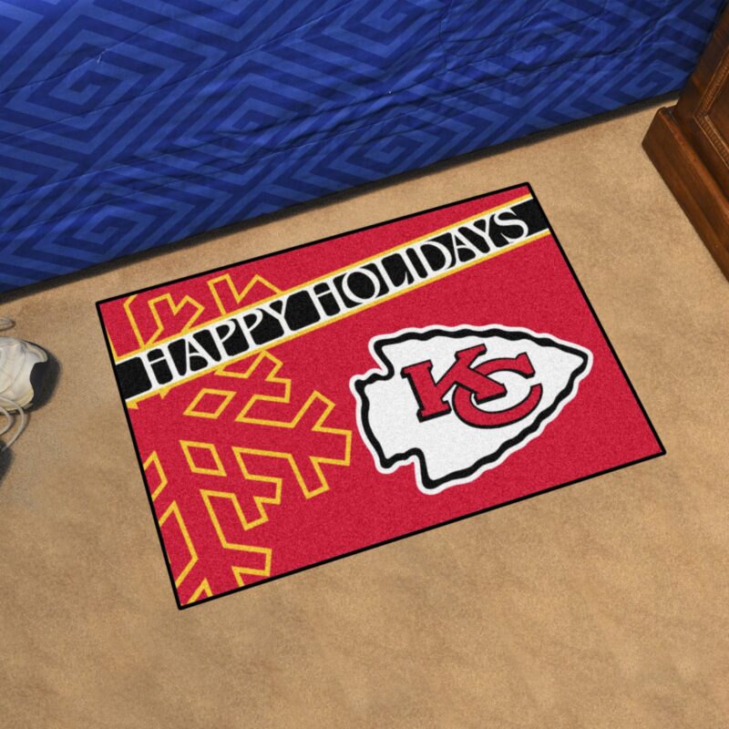 Kansas City Chiefs Happy Holiday Doormat - ChiefsFam