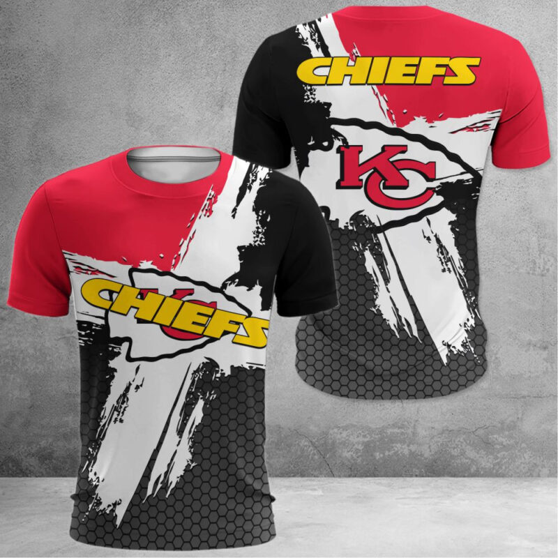 Kansas City Chiefs Hexagon Brushstroke 3D Shirt - ChiefsFam