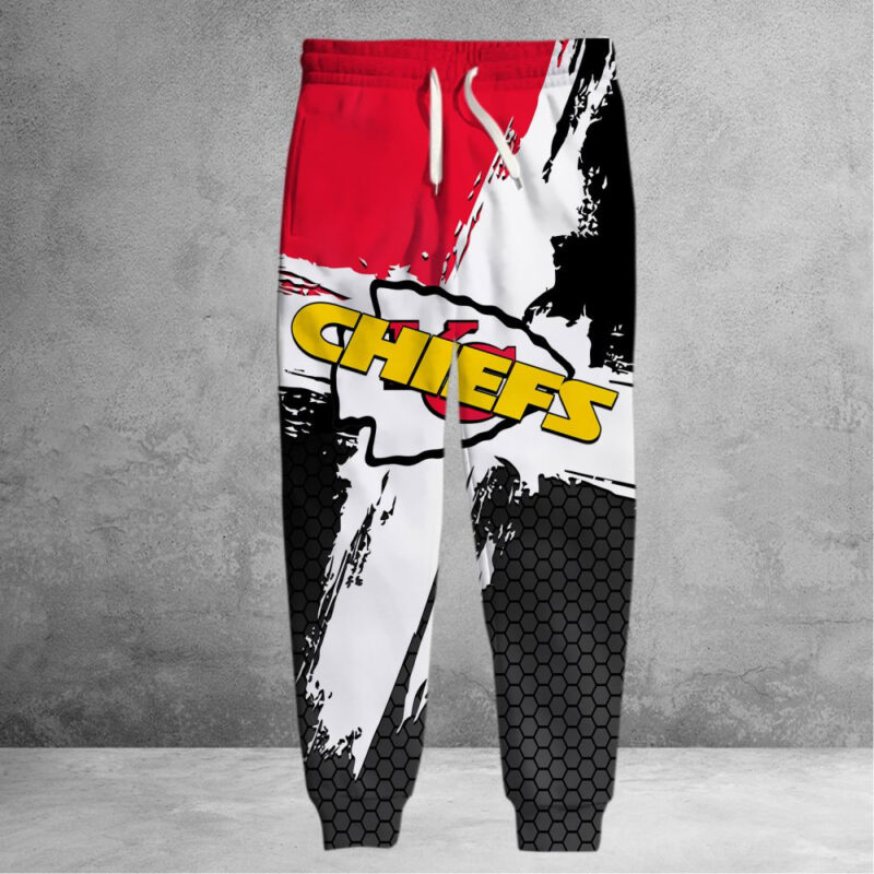 Kansas City Chiefs Hexagon Brushstroke 3D Sweatpants - ChiefsFam