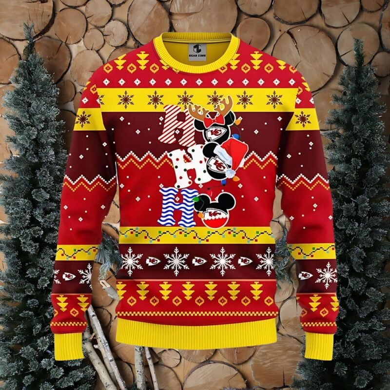 Kansas City Chiefs HoHoHo Mickey Ugly Christmas Sweater - ChiefsFam