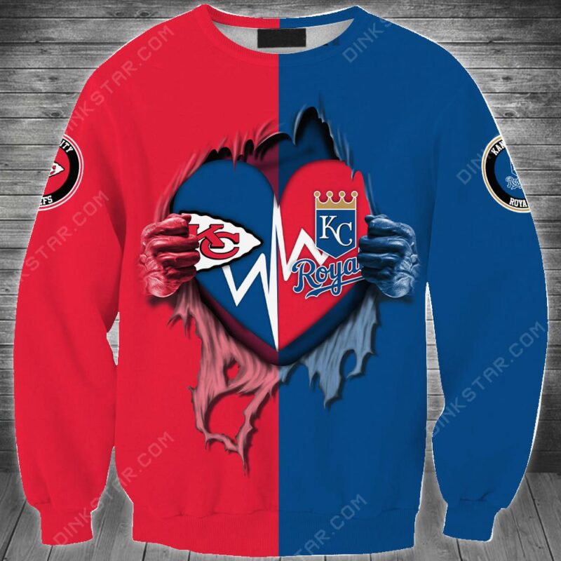 Kansas City Chiefs Kansas City Royals All Over Print 3D Sweatshirt TH1382 - ChiefsFam