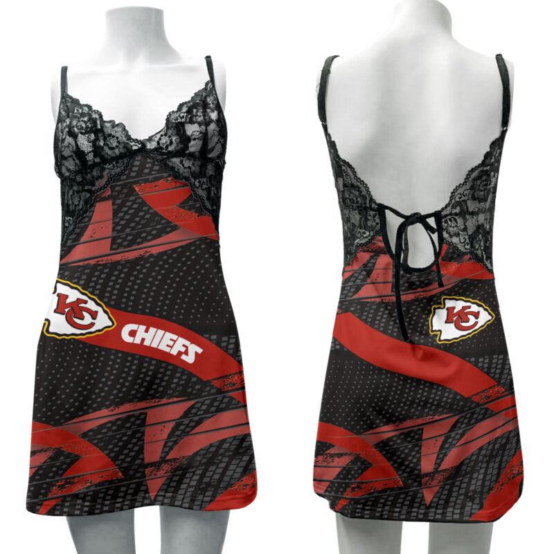Kansas City Chiefs Lace Back Strap Slip Dress 126-1
