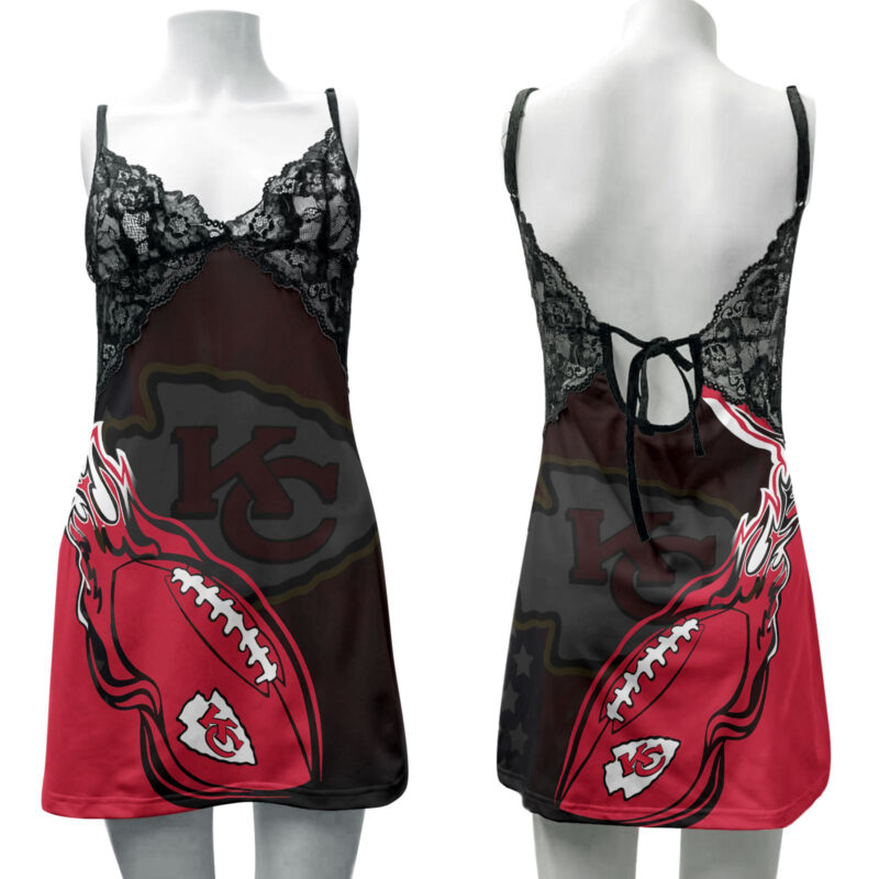 Kansas City Chiefs Lace Back Strap Slip Dress 362