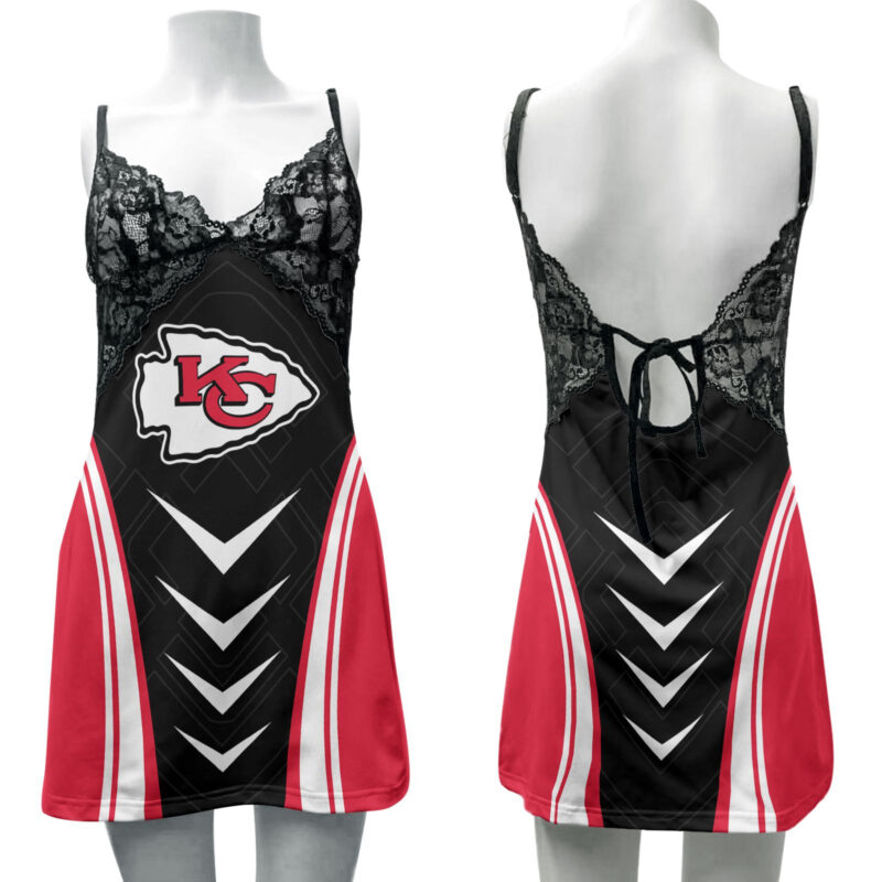 Kansas City Chiefs Lace Back Strap Slip Dress 387