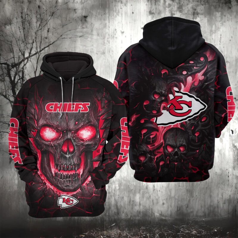Kansas City Chiefs Lava Skull 3D Hoodie - ChiefsFam