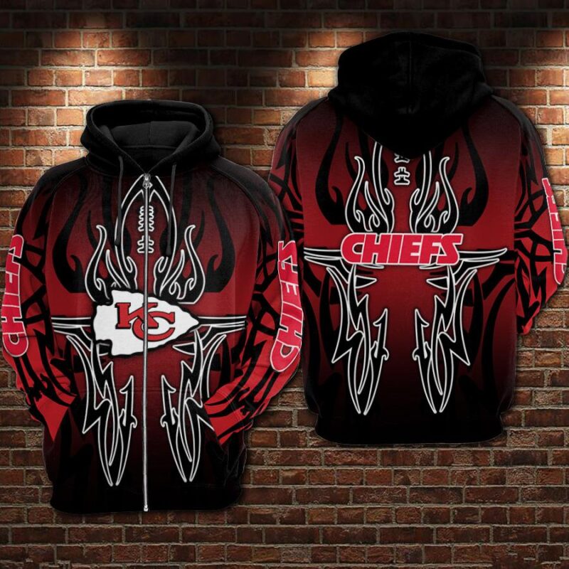 Kansas City Chiefs Logo Red Black Hoodie Adult Sizes S - 5xl Dm339 - ChiefsFam